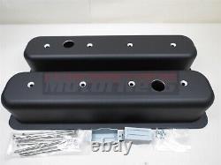 SBC Small Block Chevy Black Aluminum CenterBolt Valve Cover 305 350 Tall Vortec