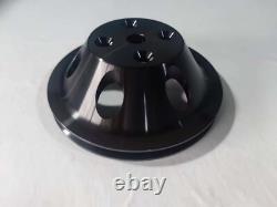 SBC Small Block Chevy Black Long Aluminum Water Pump + Single Groove Pulley Kit