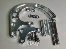 SBC Small Block Chevy Chrome Saginaw Power Steering Pump + Aluminum Bracket Kit