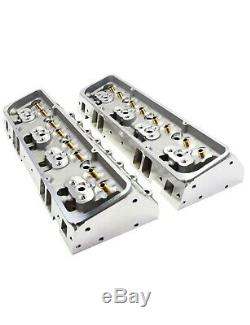 SBC Small Block Chevy GM Straight Plug Aluminum Cylinder Head Set 64cc 2.02/1.60