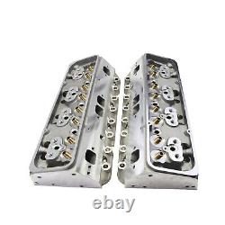 SBC Small Block Chevy GM Straight Plug Aluminum Cylinder Head Set 64cc 2.02/1.60