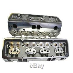 SBC Small Block Chevy GM Straight Plug Aluminum Cylinder Head Set 64cc 2.02/1.60