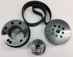 SBC Small Block Chevy Gilmer Belt Drive Pulley Set Black LWP 283-400 BONUS Belt