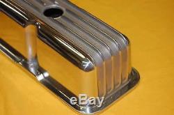 SBC Small Block Chevy Polished Aluminum Valve Covers Tall Finned 350 383 305