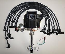 SMALL BLOCK CHEVY 350 BLACK HEI Distributor + 8mm USA WIRES over valve covers