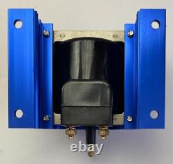 SMALL BLOCK CHEVY 350 BLUE Small Cap HEI Distributor + Coil +WIRES under exhaust