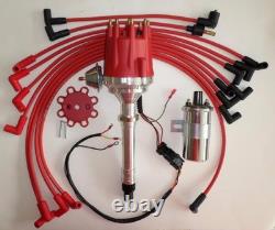 SMALL BLOCK CHEVY 350 Pro Series HEI Distributor +Chrome Coil+Plug Wires over VC