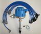 SMALL BLOCK CHEVY BLUE HEI Distributor & 8mm SPARK PLUG WIRES over valve covers