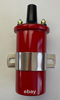 SMALL BLOCK CHEVY Red Small HEI Distributor + RED 45K Coil +SPARK PLUG WIRES