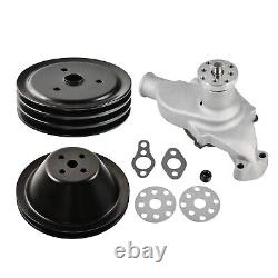 Satin Short Water Pump & 1/3 Groove Crankshaft Pulley For Small Block Chevy 350