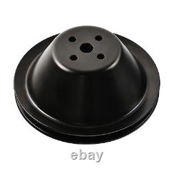 Satin Short Water Pump & 1/3 Groove Crankshaft Pulley For Small Block Chevy 350