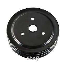Satin Short Water Pump & 1/3 Groove Crankshaft Pulley For Small Block Chevy 350