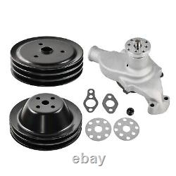 Satin Short Water Pump & 2/3 Groove Crankshaft Pulley For Small Block Chevy 350