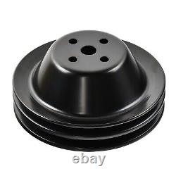 Satin Short Water Pump & 2/3 Groove Crankshaft Pulley For Small Block Chevy 350
