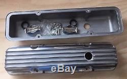 Sbc Finned Polished Alu Valve Covers Short Small Block Chevy Sb 283 327 350 383