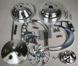 Sbc Small Block Chevy MID Mount Alum Dress Up Complete Kit For Long Water Pump