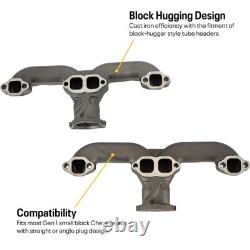 Set Smoothie Rams Horn Manifold Small Block Fit For Chevy SBC 283 305 327 350