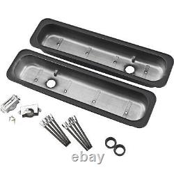 Short Finned Valve Covers, Black Aluminum, fits 1987-97 Small Block Chevy