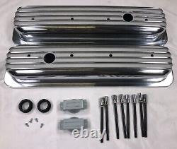 Small Block 350 Chevy Finned Aluminum Short Style Valve Covers & Air Cleaner Kit