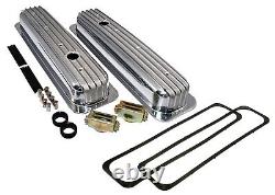 Small Block 350 Retro Vortec Chevy Finned Aluminum Short Valve Covers With Gaskets
