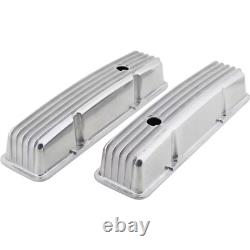 Small Block Chev Finned Rocker Cover Pair Suit 283 307 327 350 Sbc Valve Covers
