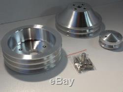 Small Block Chev Pulley Kit 307 350 383 Billet Alloy Balancer 3v Long W Pump 2v