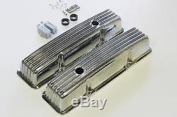 Small Block Chev Tall Nostalgia Finned Alloy Rocker Cover 283-327-350-400 Hotrod