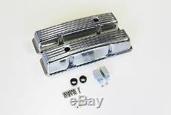 Small Block Chev Tall Nostalgia Finned Alloy Rocker Cover 283-327-350-400 Hotrod