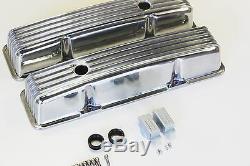 Small Block Chev Tall Nostalgia Finned Alloy Rocker Cover 283-327-350-400 Hotrod