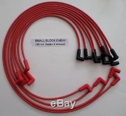 Small Block Chevy 1955-89 305,327,350,400 HEI RED Spark PLug Wires under Exhaust
