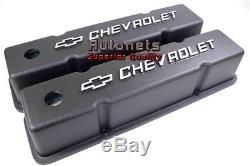 Small Block Chevy 283 305 287 350 Aluminum Valve Cover Black Chevy Bowtie Logo