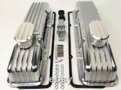 Small Block Chevy 283 305 327 350 Short Polished Finned Aluminum Valve Covers