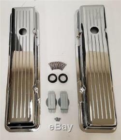 Small Block Chevy 283 305 350 Aluminum Short Ball Mill CHROME Valve Covers SBC