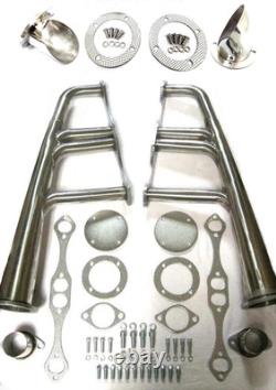 Small Block Chevy 283 400 Stainless Lakester Headers + SS 3.5 Turn Outs Lake
