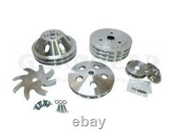 Small Block Chevy 2 / 3 Groove Aluminum 5 Pulley Set Short Pump 283 305 327 350