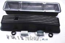 Small Block Chevy 305 307 327 350 400 TALL Black Finned Aluminum Valve Covers