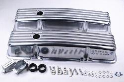 Small Block Chevy 305 307 327 350 400 TALL Polished Finned Aluminum Valve Covers