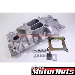 Small Block Chevy 327 350 400 V8 Aluminum Dual Plane Manifold Intake SBC Non-EGR