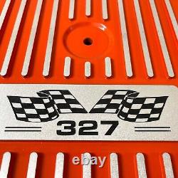 Small Block Chevy 327 Flag Logo Orange Air Cleaner Kit 13 Round Ansen USA