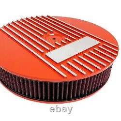 Small Block Chevy 327 Flag Logo Orange Air Cleaner Kit 13 Round Ansen USA