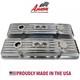 Small Block Chevy 327 Flag Logo Polished Valve Covers, Finned Ansen USA