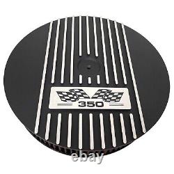 Small Block Chevy 350 13 Round Air Cleaner Kit Flag Logo -Black Ansen USA