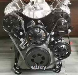 Small Block Chevy 350 400 BLK Serpentine Pulley Kit Front Drive System SWP 6 Rib