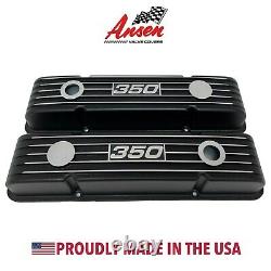 Small Block Chevy 350 Black Valve Covers, Classic Finned Style, Seconds