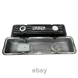 Small Block Chevy 350 Black Valve Covers, Classic Finned Style, Seconds