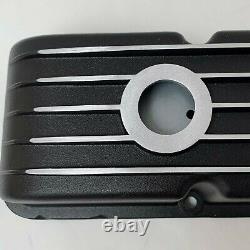 Small Block Chevy 350 Black Valve Covers, Classic Finned Style, Seconds