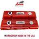 Small Block Chevy 350 Chevrolet Logo Classic Finned Red Valve Covers Ansen USA