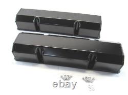 Small Block Chevy 350 Fabricated Tall Valve Cover Black Anodized E41304BK