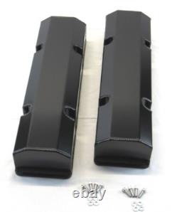 Small Block Chevy 350 Fabricated Tall Valve Cover Black Anodized E41304BK
