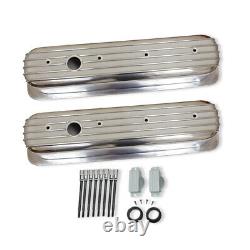 Small Block Chevy 350 Finned Aluminum Valve Covers +12Air Cleaner+PCV Breather
